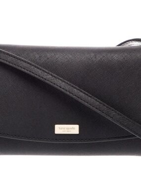 kate spade Black Saffiano Crossbody with Gold Plaque